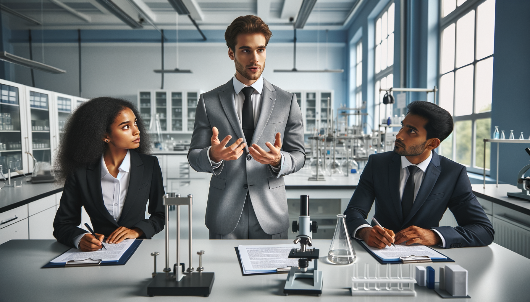 Image for Confident presenter addressing FDA inspectors during pre-approval